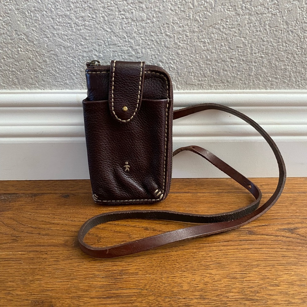 Henry Cuir Dark Brown Leather Crossbody Wallet